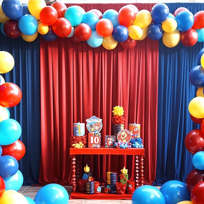 60×14ft Wrinkle Free Red Backdrop Curtain, Soft Silky Easy to Drape Wedding Drapes for Backdrop, 12 Panels 5×14ft Photo Back Drop Curtains for Parties Birthday Photography Background Cloth