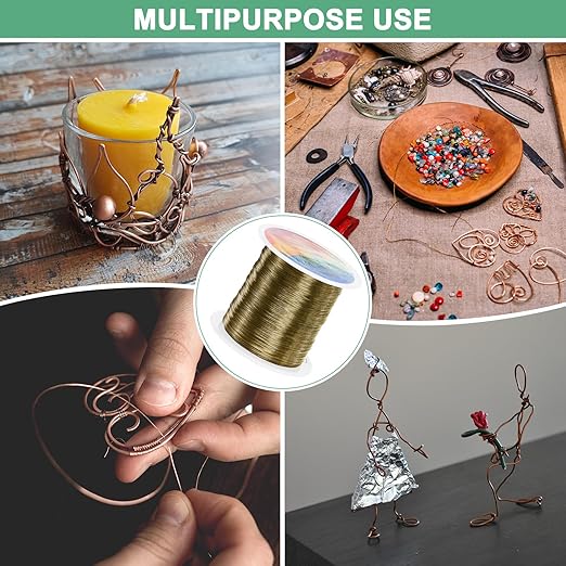 2-Rolls 0.3mm Jewelry Wire, 28 Gauge 328FT Craft Wire Copper Beading Wire for Jewelry Making/Planting/Weaving/DIY Crafting, Soft Metal Wires [100M, Bronze Tone]