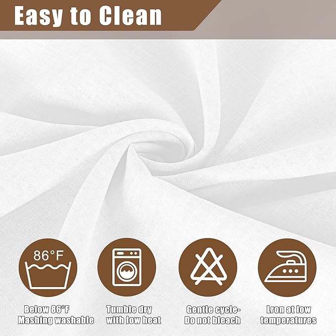 Fitable Faux Linen White Tablecloths for 8 Foot Rectangle Tables - 60 x 120 Inch - 6 Pack Fabric Textured Folding Table Clothes Faux Burlap Table Covers for Wedding, Party, Banquet, Birthday