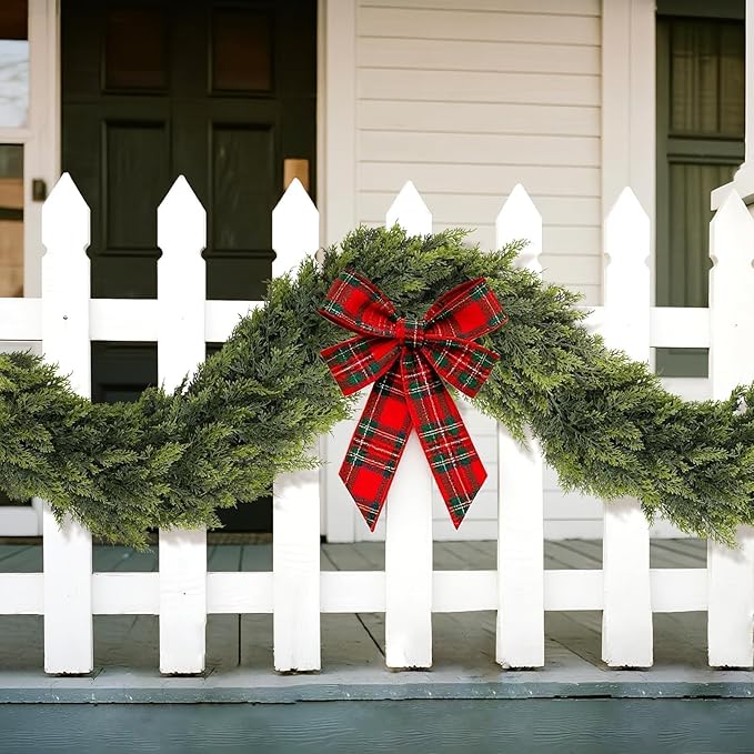 Christmas Cedar Garland - 6ft Artificial Cedar Garland Faux Lush Green Fake Pine Needles for Fireplace,Table,Window,Stairs,Mante,Holiday Indoor Outdoor Xmas Decor(2PCS)