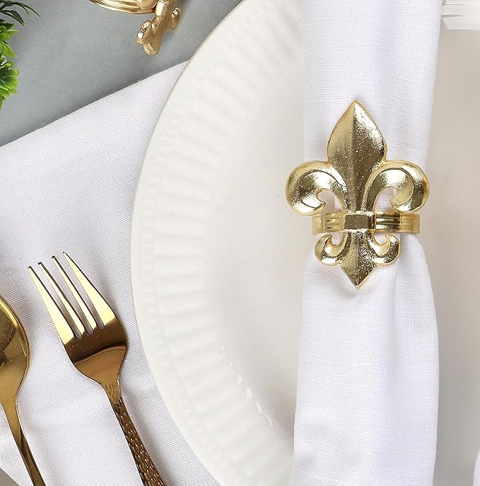 Napkin Rings Set of 12 in Brushed Gold Aluminum, Semicircle Shape