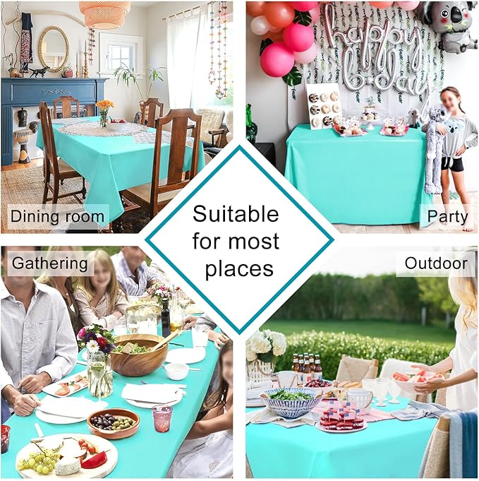 Hiasan Light Blue Tablecloth for Rectangle Tables - Waterproof and Spillproof Washable Fabric Table Cloth for Dining Room Kitchen Party, 60 x 102 Inch