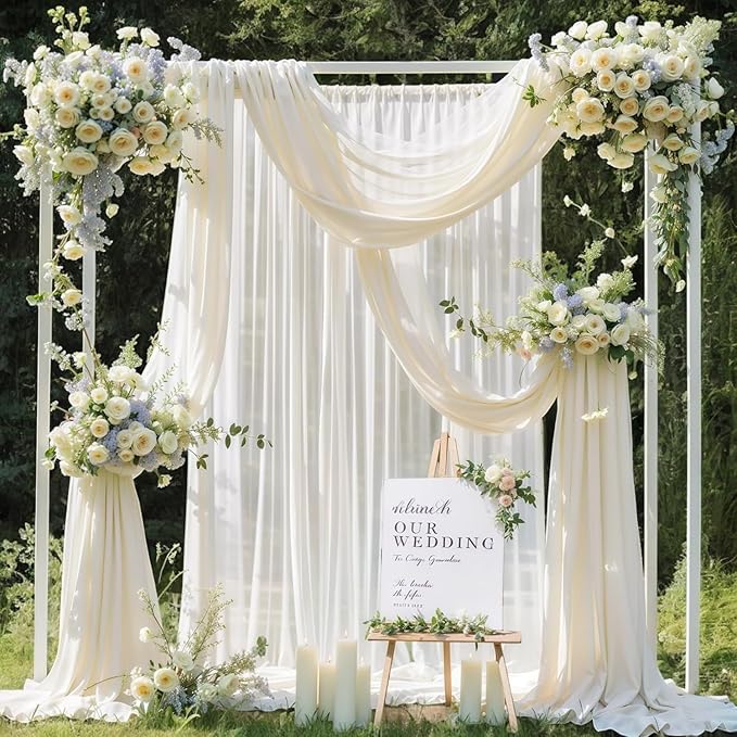 MDS Halloween Chiffon Draping Fabric - 1 Panel, 30" Wide x 75ft Long - Sheer Spooky Arbor & Canopy Drapery for Haunted House Backdrops, Party Ceilings, DIY Costumes & Themed Events - Ivory