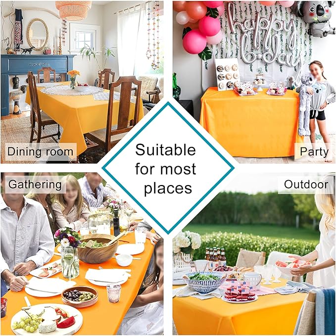 Hiasan Orange Yellow Rectangle Tablecloth - Waterproof Washable Fabric Table Cloth for Dining Party and Outdoor Use, 54 x 120 Inch