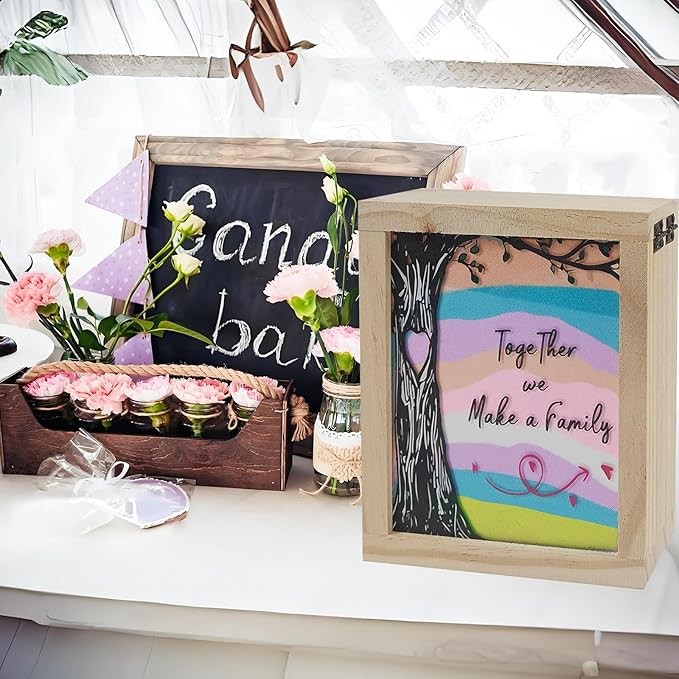 Sand Ceremony Vases Set with Wood Box and 6 Colors of Sand