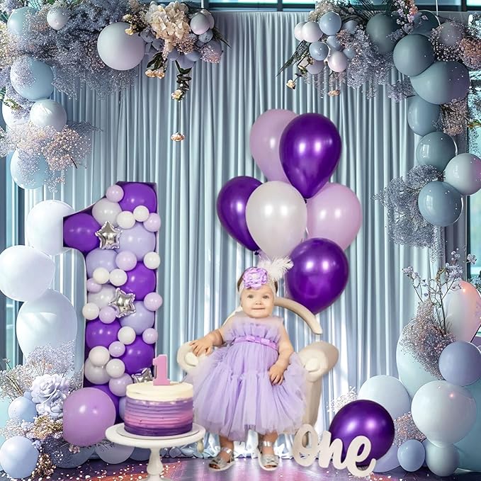 10 x 10 Feet Blueish Gray Backdrop Curtain for Partie, Background Curtains for Photoshoot, Birthday, Wedding, Halloween, Thanksgiving, Christmas Day, New Year Party Decorations 5Ft x 10Ft, 2 Panels