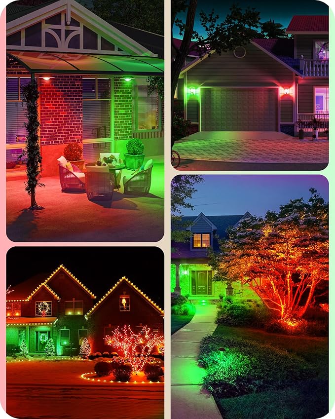 PAR38 Red and Green LED Flood Bulbs, 18W Dimmable, IP65 Outdoor 2-Pack