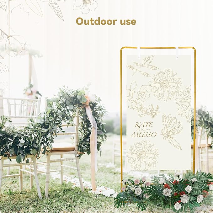 Easel Stand for Welcome Signs, Gold Metal, Adjustable 37.8 to 68.5 Inch