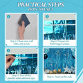 Foil Fringe Backdrop, 3 Pack, Blue Shiny Tinsel Curtains for Party