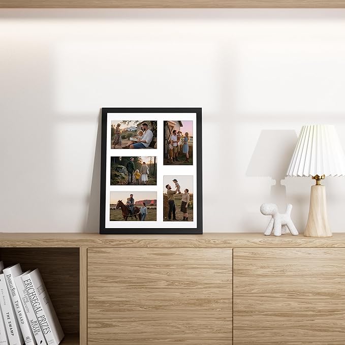 Vittanly 11x14 Collage Picture Frame, Displays 5Pcs 4x6 Pictures with Mat, Picture Frames Collage Wall Decor, Black, 1 Pack