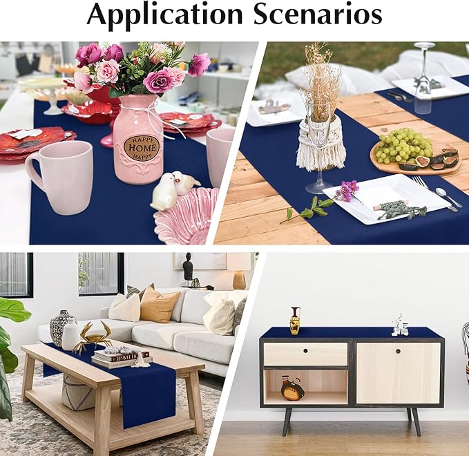 2 Pack Navy Blue Small Short Table Runner 12 x 24 Inch Solid Color Runners Coffee Table Dresser for Daily Party Home Decoration