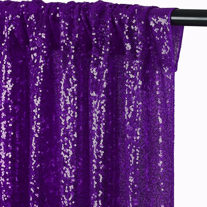 JYFLZQ Purple Sequin Backdrop Curtains 2ft x 8ft 2 Panels Glitter Photo Booth Backdrops Sparkly Photography Background Drapes for Parties Wedding Bridal Showers