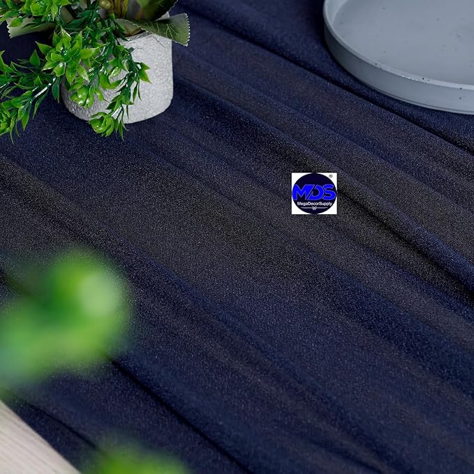 MDS Halloween Chiffon Table Runner - 12 Pack, 29 x 170 Inches, 14ft Each - Sheer Spooky Table Runners for Haunted House Parties, Trick-or-Treat Tables, Witchy Décor, Wedding & Events - Navy Blue