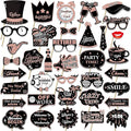Photo Booth Props, 27 Pieces with Frame, Rose Gold and Black Retirement
