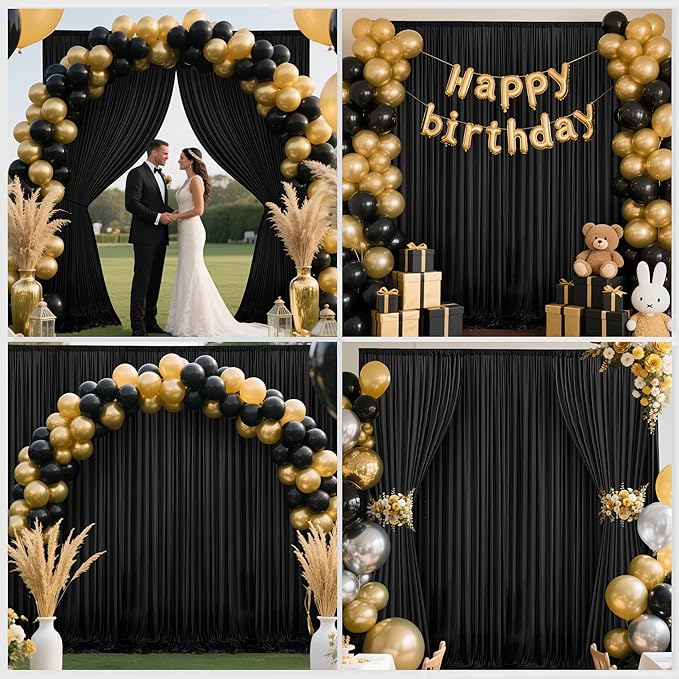 20x10ft Backdrop Curtains for Parties, 4 Panels 5x10ft Photography Backdrop Curtain with Rod Pocket,Backdrop Polyester Background Drapes,Wedding Backdrop Drapes for Birthday Baby Shower Home Decor