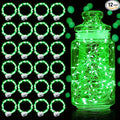 Aogist Led Fairy Lights 3 Modes Battery Operated String Lights Waterproof Silver Wire 7 Feet Firefly Starry Moon Mason Jar Lights for DIY Wedding Party Christmas (Green, 20 Pack)