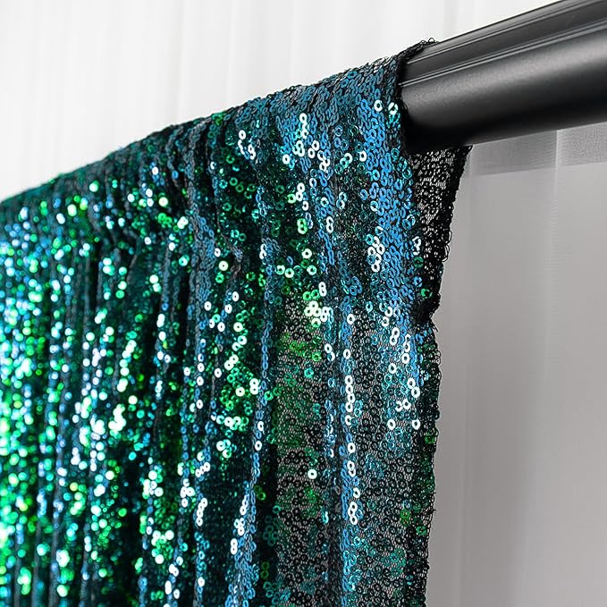 Sequin Backdrop Curtain 10x10 Ft Colorful Green 1 Panel Party Decor