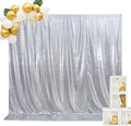 SquarePie Sequin Backdrop Non-Transparent Background Sparkly Curtain for Wedding Party 6FT x 8FT Silver