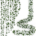 KHOYIME 18 Pack 144 FT Artificial Flower Garland, Fake White Roses Vines Silk Flowers Faux Plastic Outdoor Hanging Floral Ivy Garland Decoration for Wedding Arch Bedroom Home Wall Backdrop Room Decor