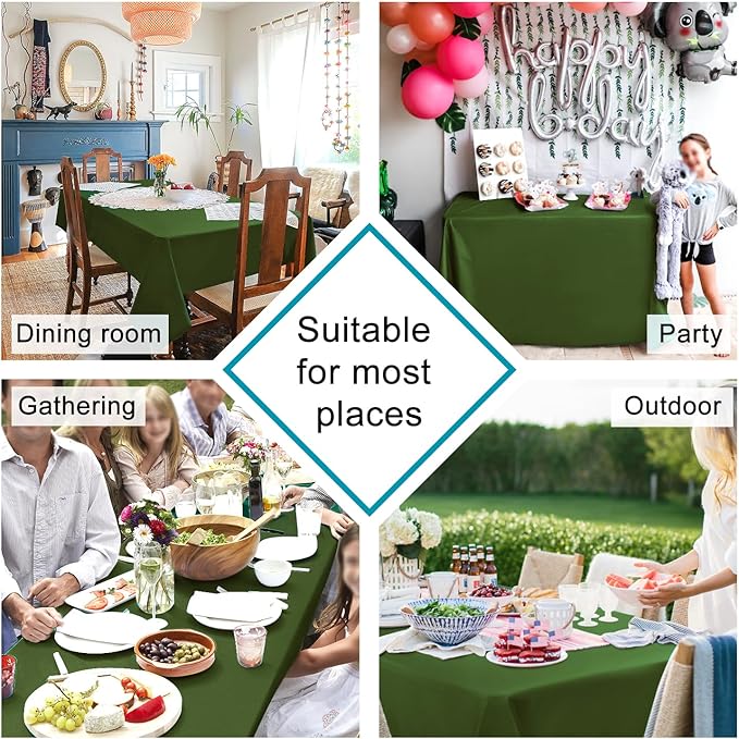 Hiasan Olive Green Rectangle Tablecloth - Waterproof Washable Polyester Christmas Fabric Table Cloth for Buffect Dining Birthday Party Wedding, 54 x 80 Inch