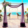 MDS Halloween Chiffon Draping Fabric - 2 Panel, 30" Wide x 20ft Long - Sheer Spooky Arbor & Canopy Drapery for Haunted House Backdrops, Party Ceilings, DIY Costumes & Themed Events - Eggplant