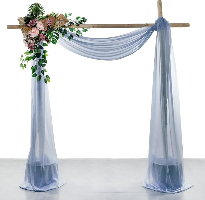 Sheer Chiffon Fabric Panels in Dusty Blue, 4 Pack, 30 x 20 Ft
