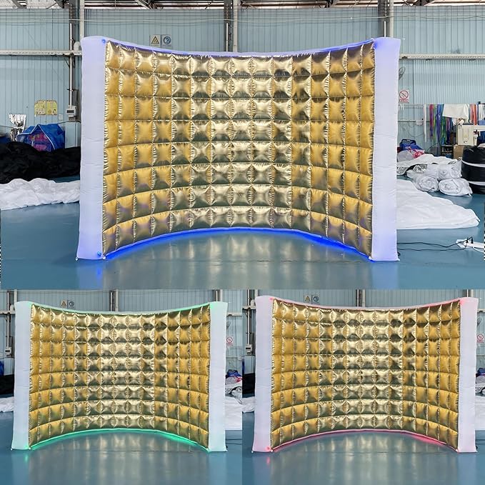 SAYOK Inflatable Photo Booth Wall (Gold, 119' 'x 59''x 91'') Selfie Booth Backdrop, Photo Booth Enclosure Inflatable Photo Shoot Background Golden Wall for Wedding Party Exhibition Event