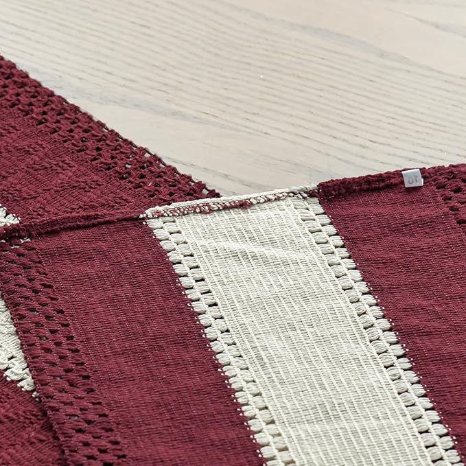 Artoid Mode Red Farmhouse Rustic Table Runner, Seasonal Hollow Kitchen Dining Table Decoration for Home Party Decor 12x108 Inch
