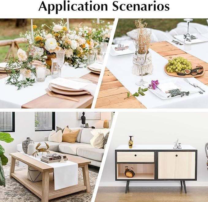 2 Pack White Table Runner 12 x 72 Inch Solid Color Farmhouse Runners Coffee Table Dresser for Daily Party Home Decoration