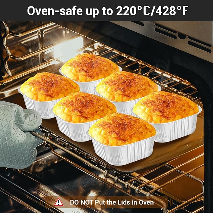 Baking Cups with Lids, 10 oz Silver Foil Ramekins, 100 Pack