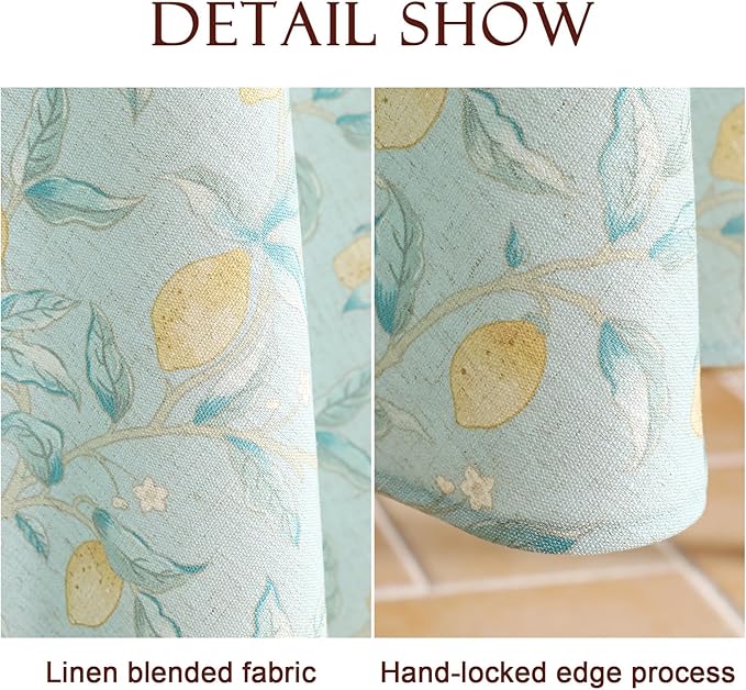 patdrea Designer Linen Long Green Tablecloth for Rectangle Table,Vintage Breathable Yellow Fruits Pattern Table Cloth,Decor Cover for Kitchen Dining,Christmas,Thanksgiving,Party,63"x94"-Ania a