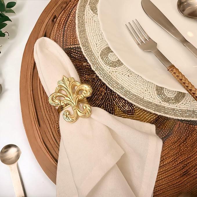 Napkin Rings, 12-Pack Shiny Gold Aluminum Set for Dinner Tables