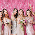 Foil Curtain Backdrop Metallic Tinsel Foil Fringe Curtains, 2 Pack – Pink