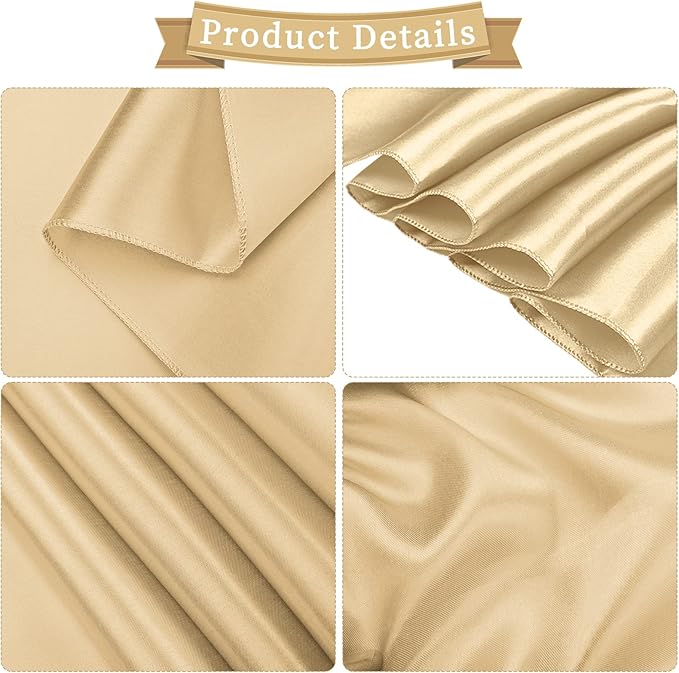 Satin Chair Sashes, 120 Pack, Champagne, 7 x 108 Inch Polyester
