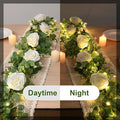 13Ft Artificial Eucalyptus Garlands with Flowers, 2Pcs, 8 Roses