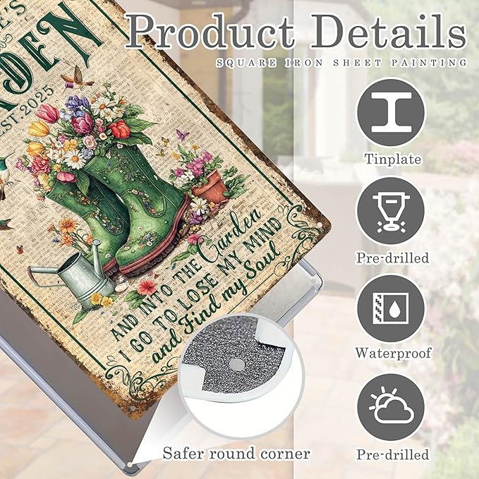 Custom Sign, Personalized Metal Signs, Customize for Office, Business, Workplace, Office, Home, Delivery Signs, Metal Sign With Your Own Image, Text,Photo, Pets, Kids Art Made in USA (Garden 05)