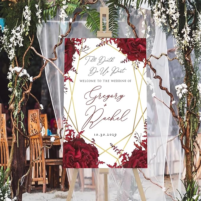 Halloween Til Death Do Us Part Gothic Welcome Board - Black Wedding Sign