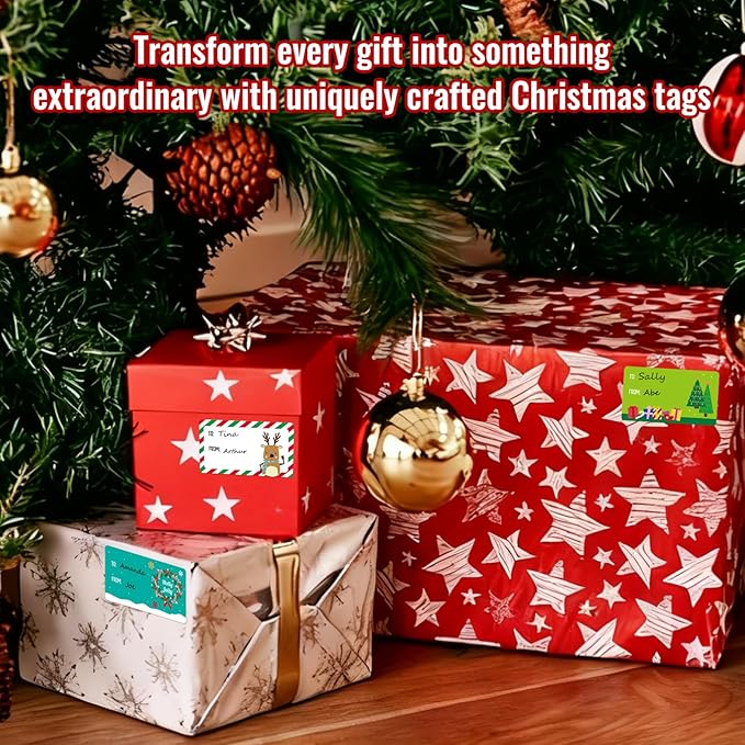 500 PCS Tags - Santa Claus Stickers, Self-Adhesive Cartoon Christmas Tags for Festival & Holiday Decor