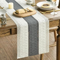 Artoid Mode Dark Grey Farmhouse Rustic Table Runner, Seasonal Holiday Hollow Kitchen Dining Table Decoration for Home Party Decor 12x90 Inch