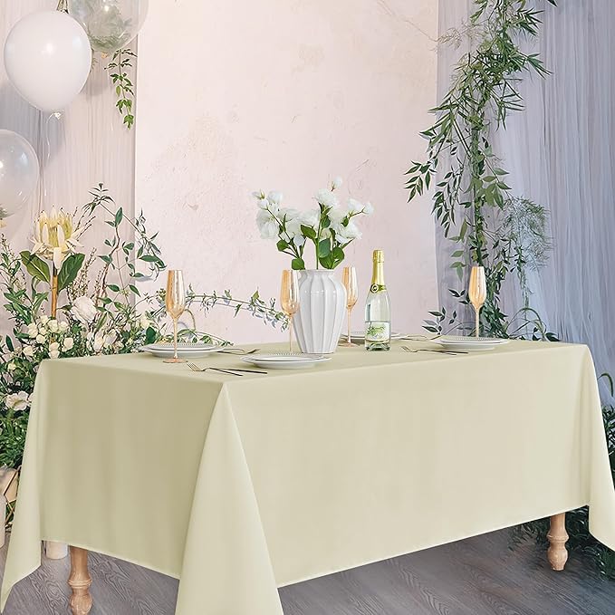 Fitable Ivory Rectangle Tablecloths for 6 Foot Tables, 6 Pack - 70 x 108 Inches - Stain Resistant and Washable Table Clothes, Polyester Fabric Table Covers for Wedding, Party, Banquet, Buffect
