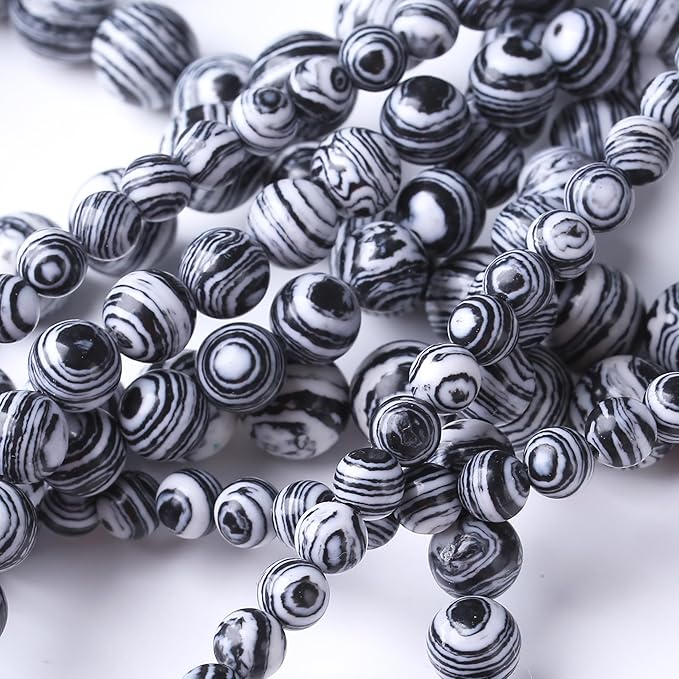 Black Peacock Turquoise Stone Beads Gemstone Round Crystal Energy Jade Beads Stone Beads for Jewelry Making DIY Bracelet Necklace Jewelry Making 1 Strand 15.5inch 35PCS 10MM