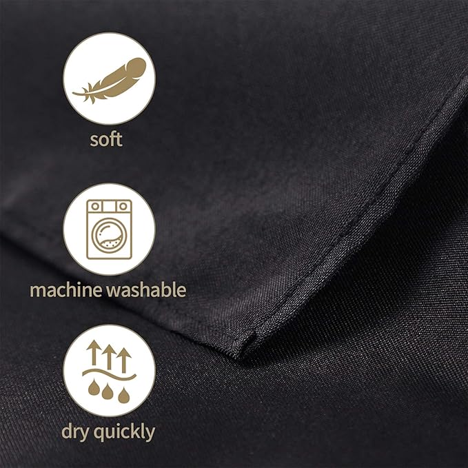 Ascoza 2pack 60x84 Inch Black Rectangular Tablecloth 4 Feet Table Cloth in Polyester Fabric for Wedding/Banquet/Restaurant/Parties
