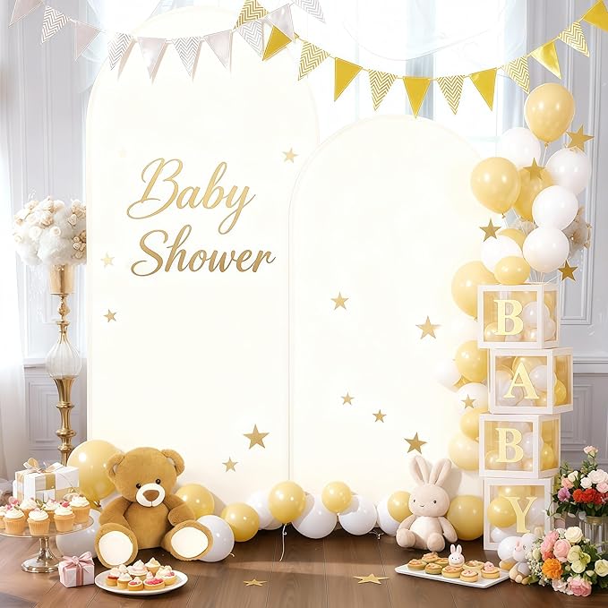 6FT Ivory Arch Cover - Polyester Fitted Wedding Arch Stand Covers Round Top Chiara Arch Backdrop Cover for Birthday Party Banquet Photo Background Decoration
