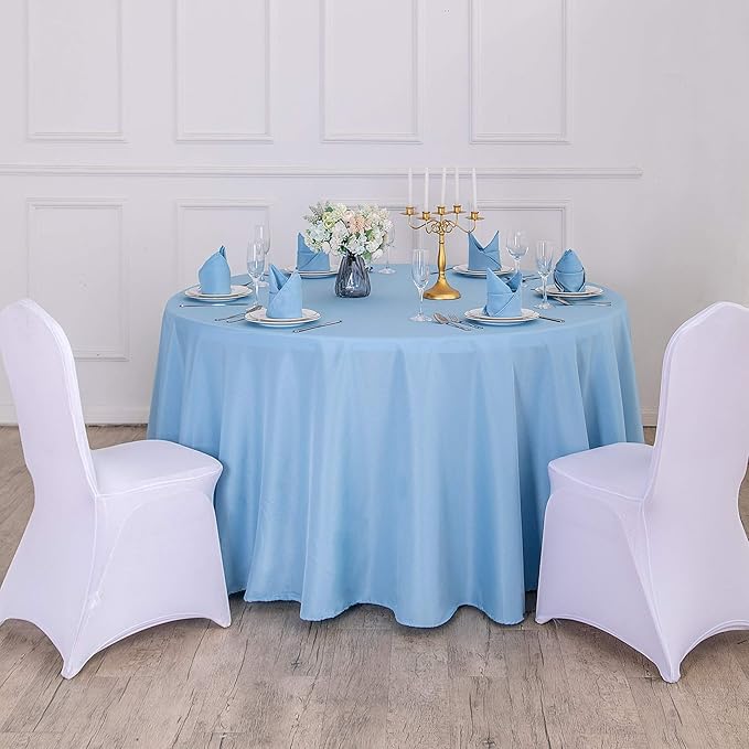 90 inch Round Tablecloth Washable Polyester Table Cloth Decorative Table Cover for Wedding Party Dining Banquet（90 inch,Blue Mist）