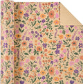 Kraft Floral Wrapping Paper Roll, 17 Inch X 33 Feet, Mini Roll