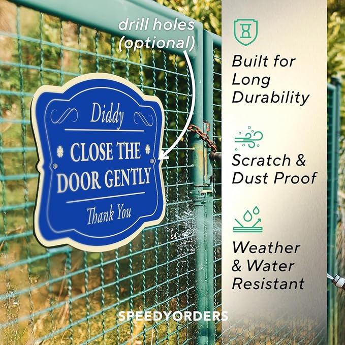 Custom Decorative Outdoor Metal Signs, Personalized Aluminum Signs, Customized Driveway Signs, Waterproof Signs Made In USA, Design 3 Blue Steel 14x10 In
