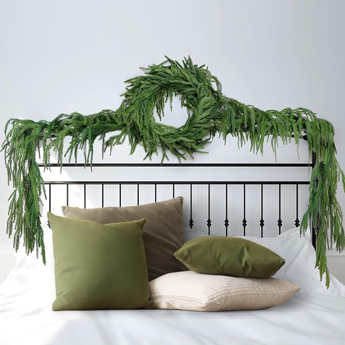 Garlands 2 Pack, 6 Ft Green Artificial Norfolk Pine Christmas Decor