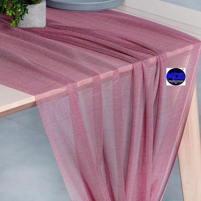 MDS Halloween Chiffon Table Runner - 20 Pack, 29 x 170 Inches, 14ft Each - Sheer Spooky Table Runners for Haunted House Parties, Trick-or-Treat Tables, Witchy Décor, Wedding & Events - mauva