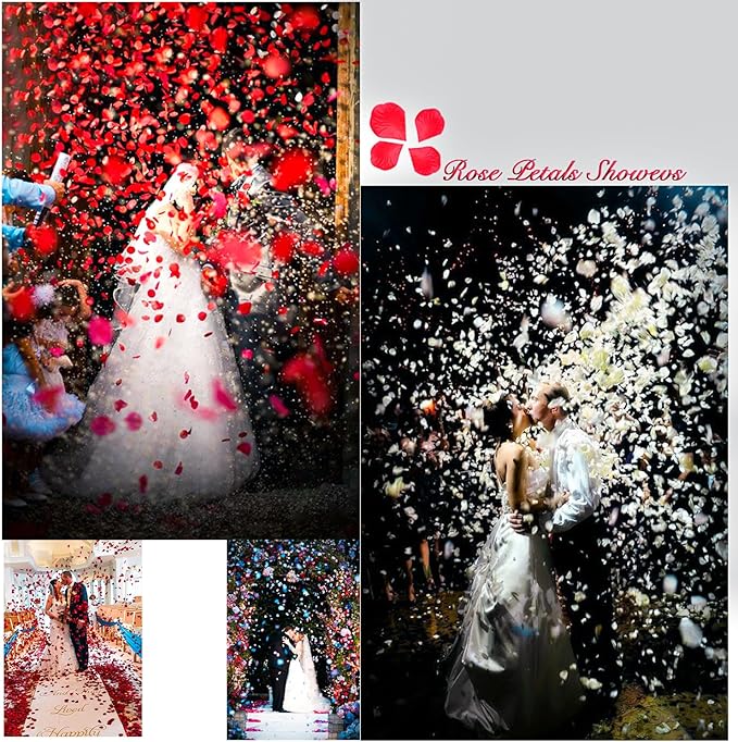 1000Pieces Rose Petals, Artificial Flower Petals Fake Rose Petals for Romantic Night,Wedding,Proposal Anniversary Flower Decorations(Dark Red)