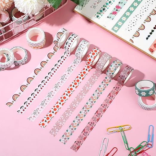 TaoBary 33 Rolls Holiday Plaid Washi Tape, 15 mm Seasonal Washi Tape Set Bohemian Colorful Vintage Cute for Card Wrapping Craft(Bohemia Style)